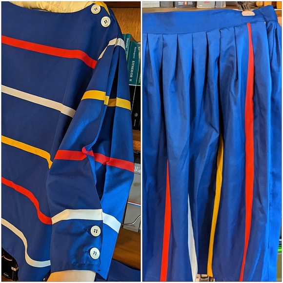 Vintage 80s striped pleated skater skirt set - Picture 4 of 4